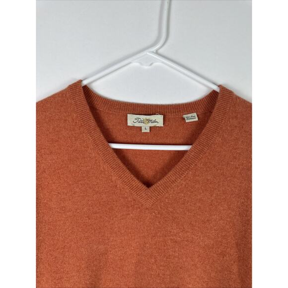 Peter Millar Sweater Mens Large Orange 100% Cashmere Pullover V Neck Soft Knit - Picture 2 of 8